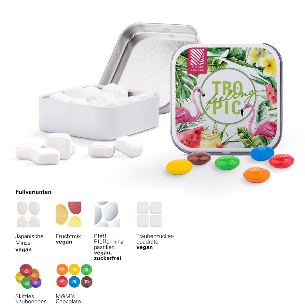 Dose quadratisch weiß aus Metall